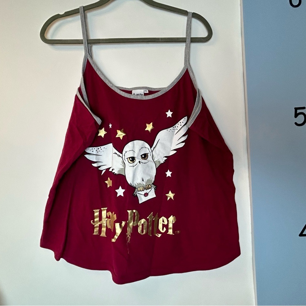 Harry Potter Pajama Tank Top Burgundy Red & White Owl Women's XL.